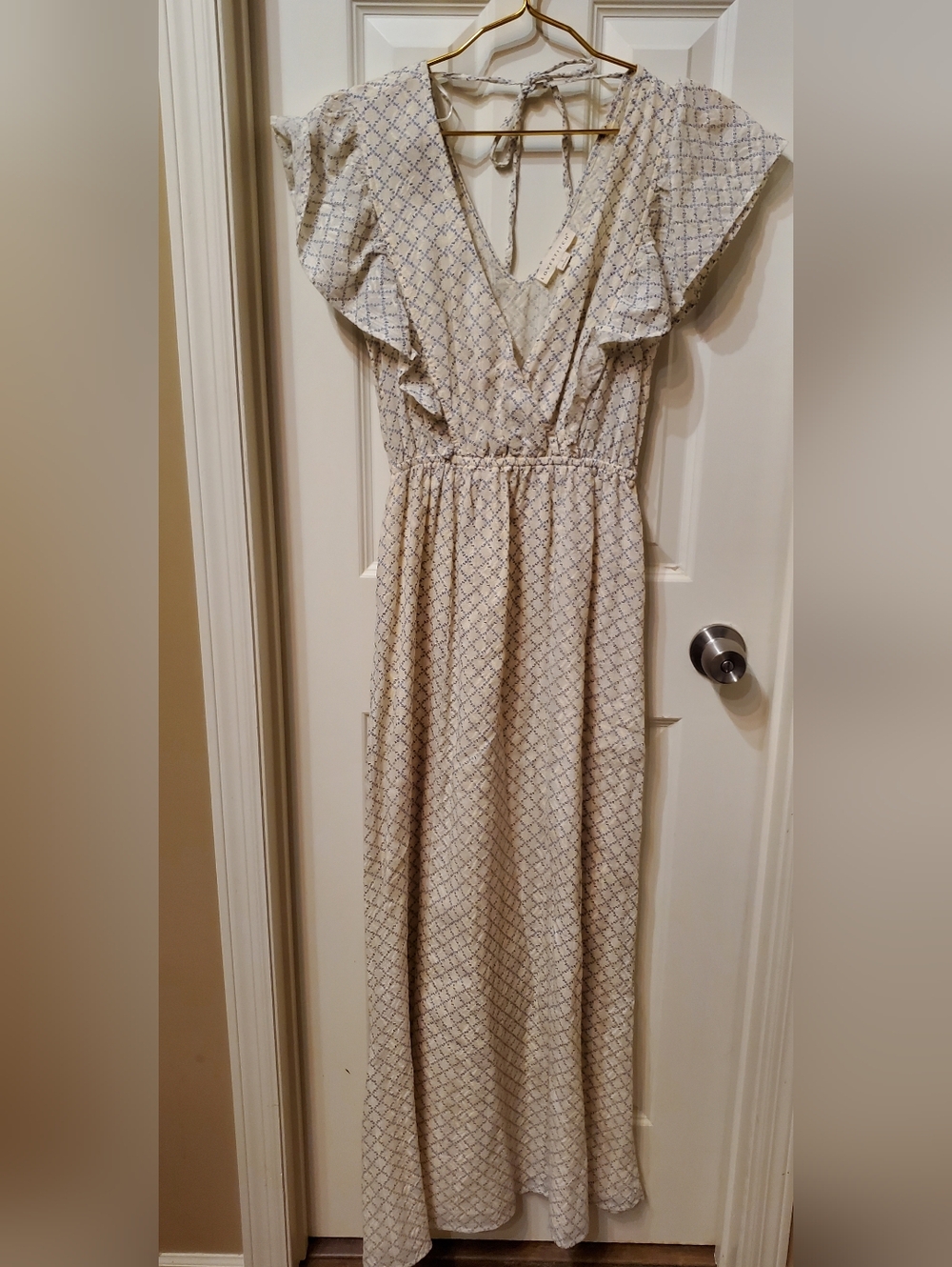 Lovestitch Pale Yellow And Blue Maxi Dress Size Small